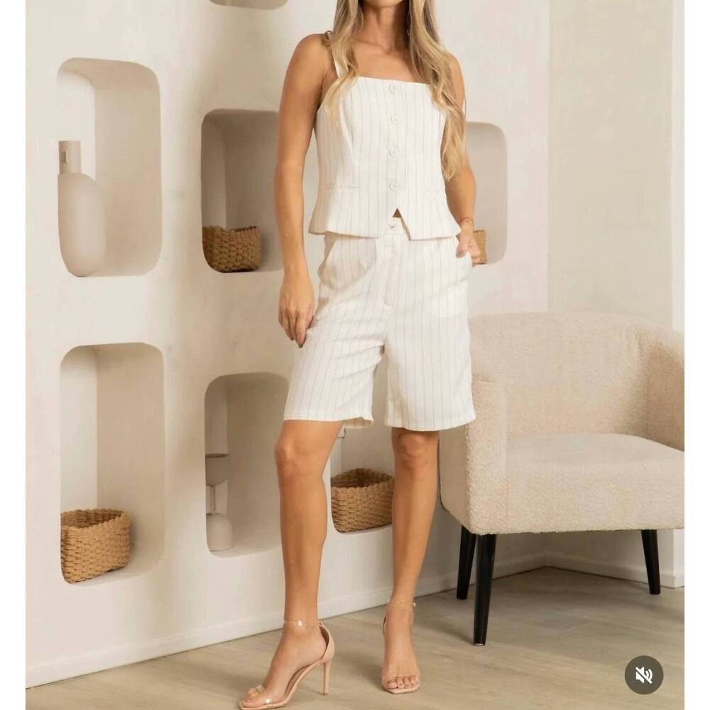 NEW HAVE tati striped short set in white